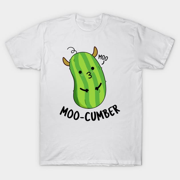 Moo-cumber Funny Veggie Cucumber Pun T-Shirt by punnybone